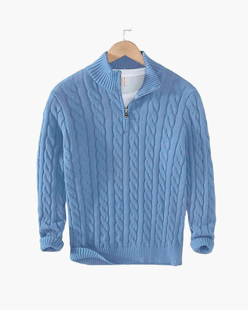 Sweter warkoczowy z półzamkiem