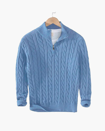 Sweter warkoczowy z półzamkiem