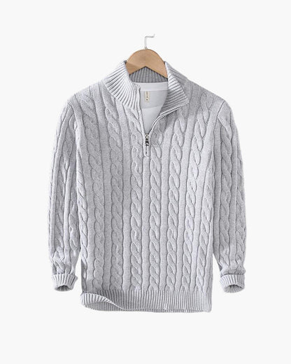 Sweter warkoczowy z półzamkiem