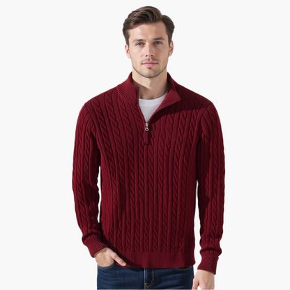 Sweter warkoczowy z półzamkiem